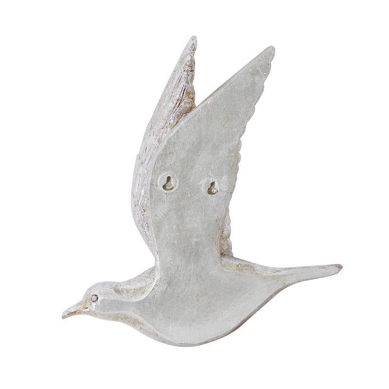 Deco 79 Polystone Bird Home Wall Decor Metallic 3D Sculpted Wall Sculpture, Set of 3 Wall Art 10", 9", 9"H, Silver - Image 3